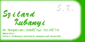 szilard kubanyi business card